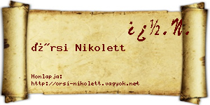 Örsi Nikolett névjegykártya